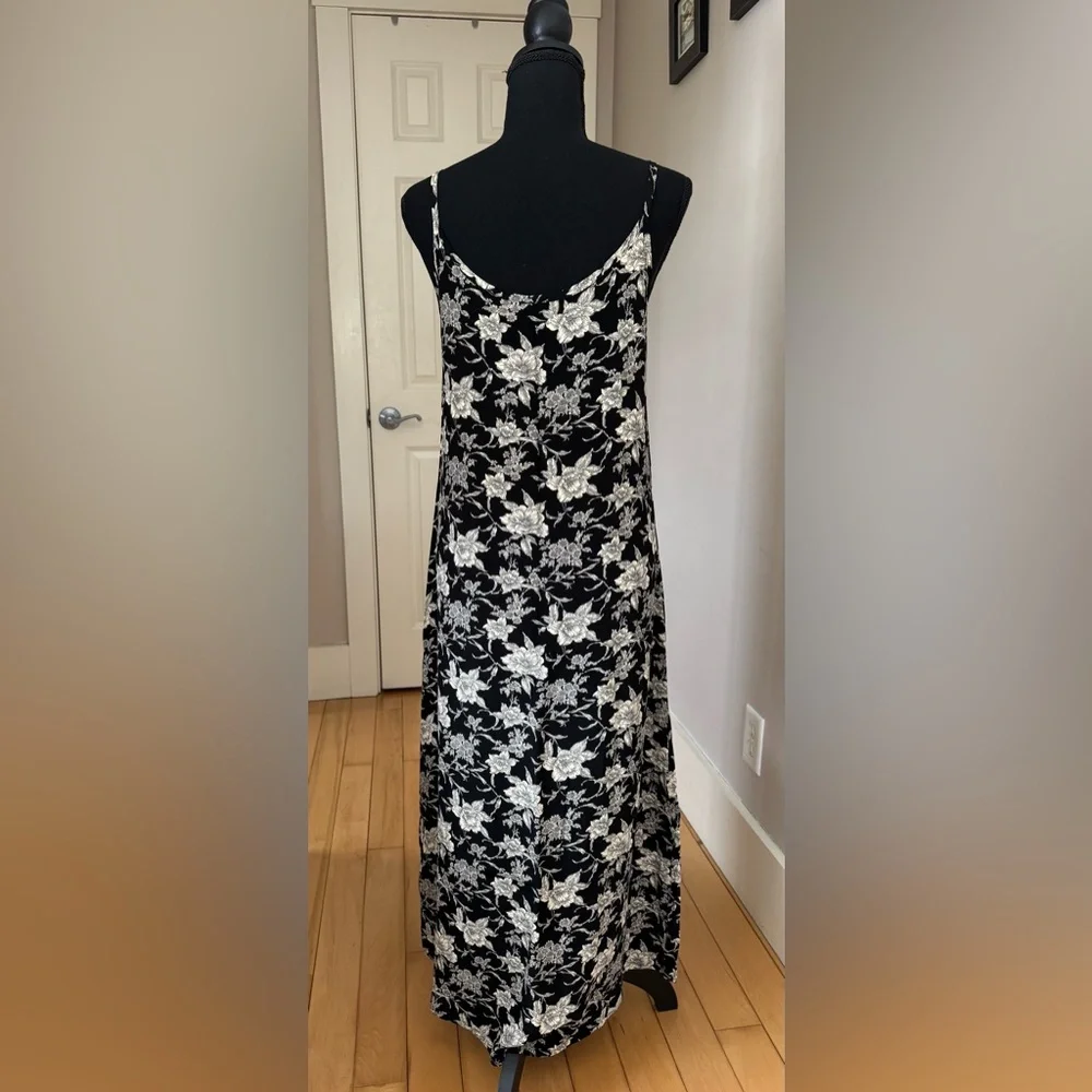 Vintage‎ 90s GAP black white floral maxi slip dress with straps women’s S